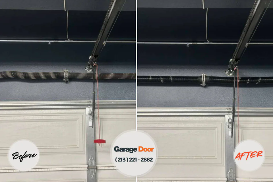Before and after: garage door repair Kildeer, IL